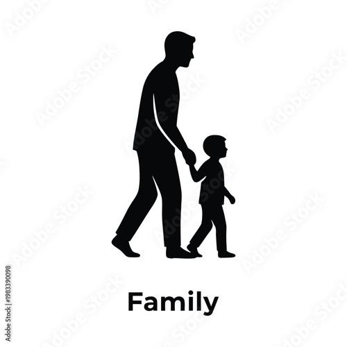 An illustration of an adult and child holding hands symbolizing familial bond and support.