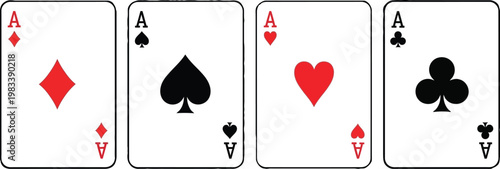 Four aces playing cards row minimal casino gambling concept