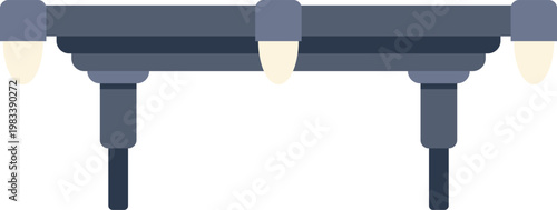 Outdoor ceiling lighting system featuring evenly spaced individual lamps in a flat vector style