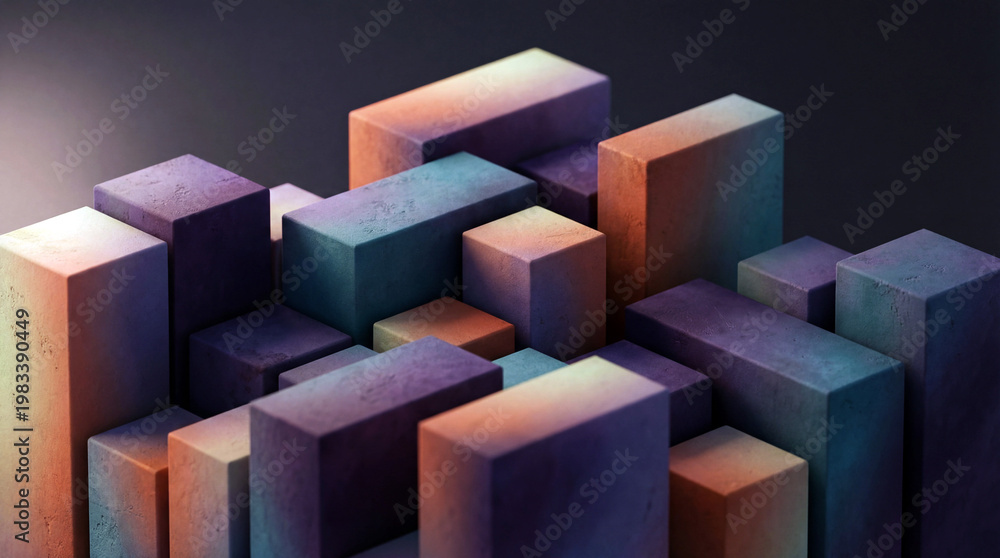 Fototapeta premium Abstract Geometric Shapes Arranged in Gradient Tones for Modern Design Backgrounds
