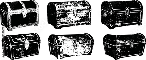 Vintage treasure chests collection old wooden storage boxes with metal locks antique rustic containers for valuables