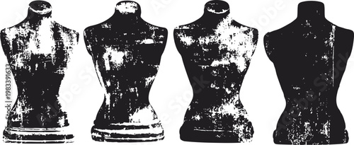 set of vintage female dress forms mannequins for tailoring and fashion design