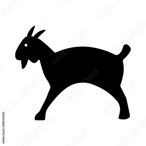 Black Goat Icon on White Background – Minimalist Animal Logo Vector Illustration