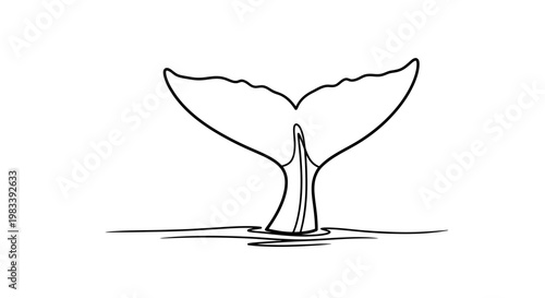 Minimalist black outline of a whale's tail fin breaching water