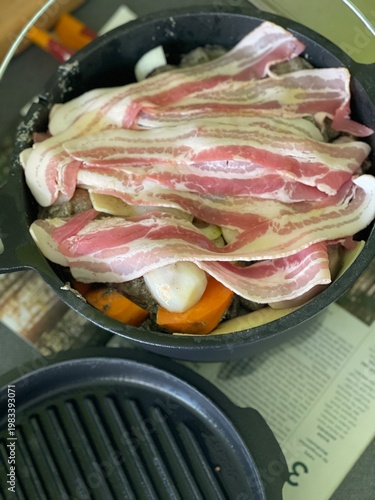 Close-up shot of bacon and ...