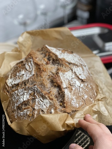 Close-up shot of a loaf of ...