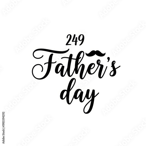A minimalist black and white graphic design celebrating father's day with a stylized mustache icon