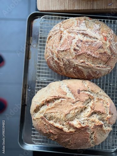 Close up shot of two crusty...