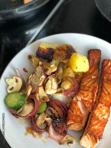 Close-up shot of grilled sa...