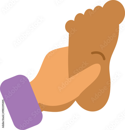 Hand gently massaging child foot for health and baby treatment