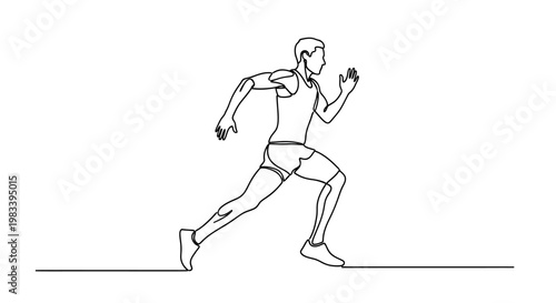 Athletic runner in motion, captured in a single continuous line drawing
