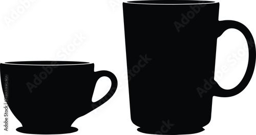 Coffee cup icon set black silhouette vector graphics for beverage drinkware and cafe design elements