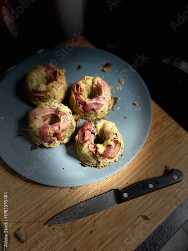 Delicious homemade bacon an...