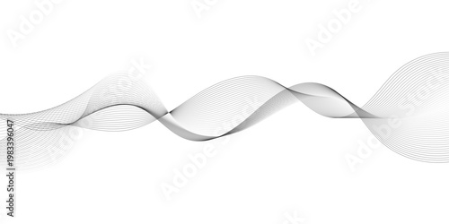 Abstract digital stylized black and grey curved wavy line art element for design white Striped line texture background. Vector illustration.	