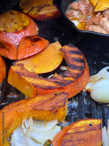 Close-up of grilled pumpkin...