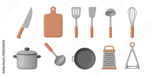 Kitchen utensils set illustration on black background culinary concept