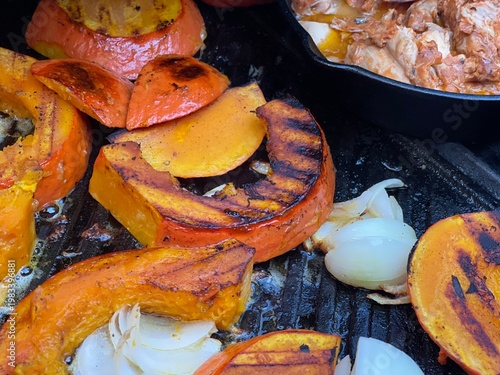 Close-up of grilled pumpkin...