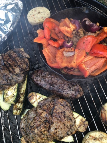 Close up of grilling steak ...