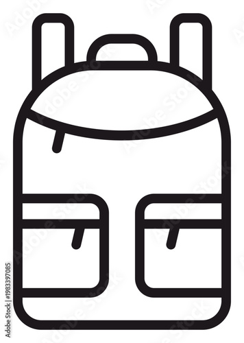 Tableau sur toile Black line vector icon of a backpack or rucksack for school, travel, and hiking