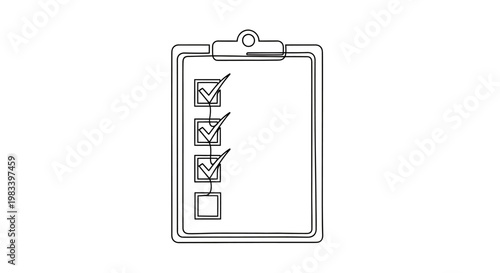 A checklist on a clipboard with three items checked and one pending