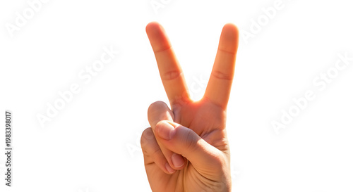 Canvastavla Title: Hand Making Peace Victory Sign Gesture with Two Fingers Up
