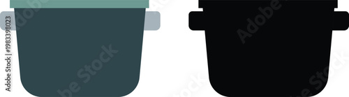 Cooking Pot with Lid Silhouette Vector Icon – Simple Kitchen Saucepan Illustration