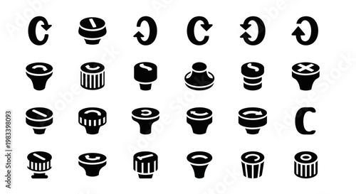 Black cupcake icons, dessert symbols, bakery graphics, vector set of 20 cupcakes