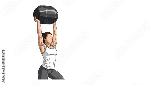 Strong lift with a medicine ball: A fit person lifts a black medicine ball, showcasing the strength and dedication needed to achieve a healthy lifestyle. This image embodies fitness, determination.
