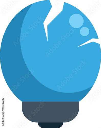 Broken light bulb representing idea failure and innovation problem