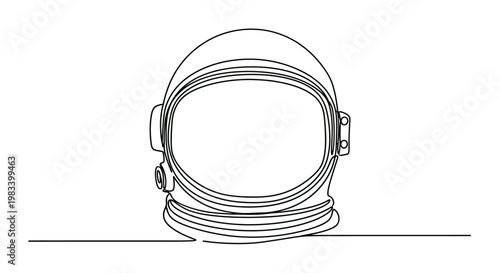 Abstract one-line drawing of a detailed astronaut helmet