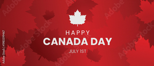 Happy Canada Day. Red maple leaf background banner vector illustration