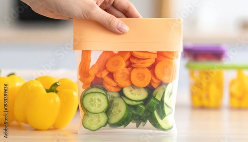 Freshly Sliced Vegetables Prepared for Healthy Snacking and Meal Prep.