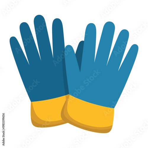 Blue and Yellow Gloves: A pair of protective gloves, featuring a blue and yellow color scheme.