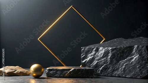 Luxury Geometric Stone Podium Display