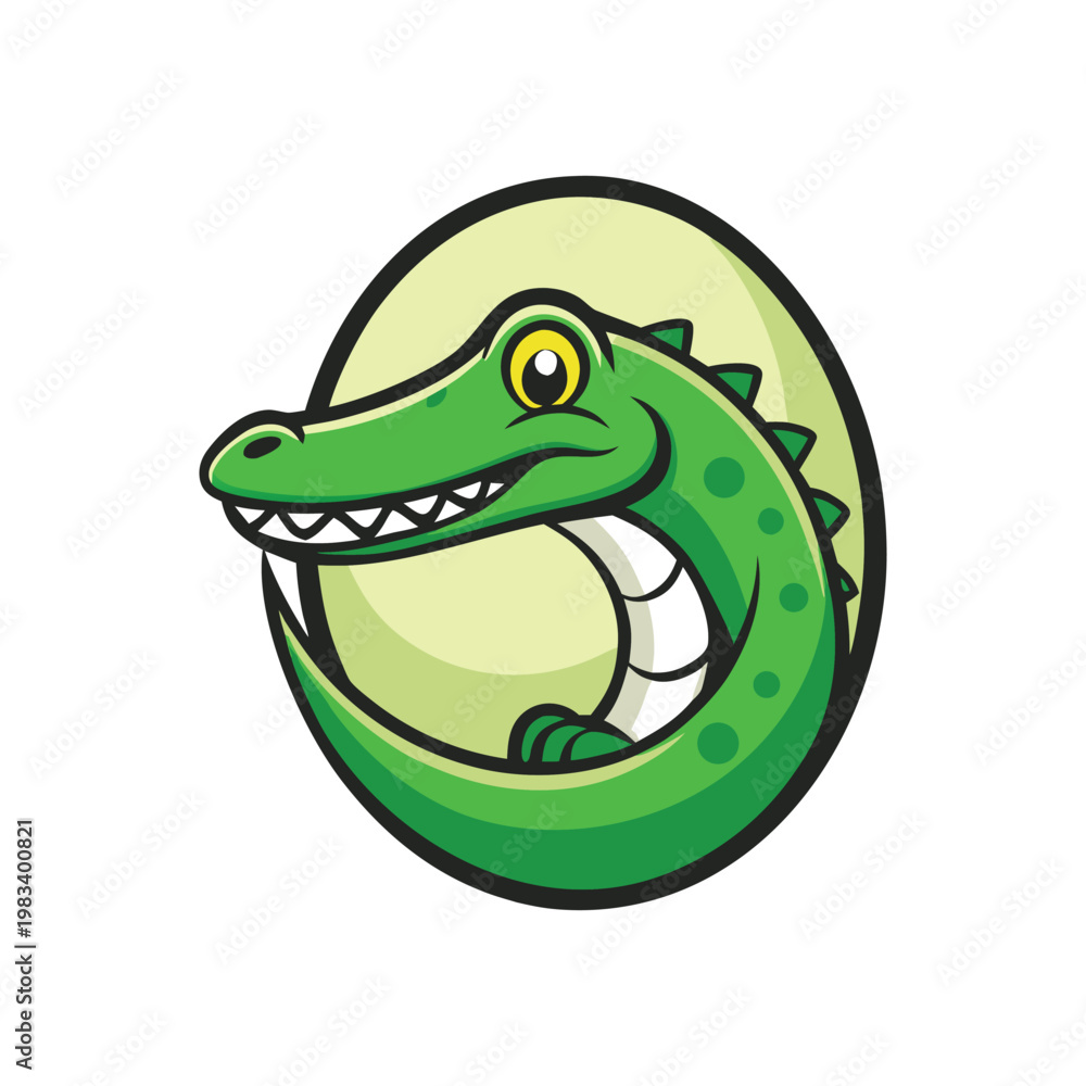 Obraz premium Playful Crocodile Mascot Badge Illustration