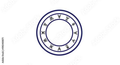 Zodiac wheel with astrological symbols.