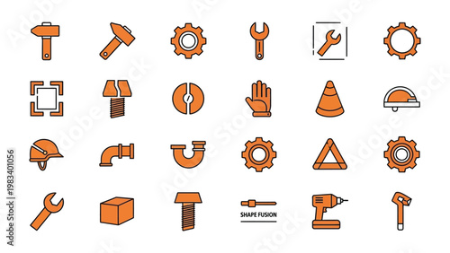 Construction Tool Icons: A curated collection of vibrant icons showcasing various construction tools.