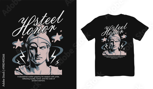 Christian Streetwear T-shirt Design, Brutalism T-shirt Design. Renaissance statue Graphic T-shirt. Christian T-shirt Design for Print on Demand, Urban T-shirt Design and Poster
