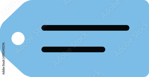Blue Label Tag Icon With Two Horizontal Lines And Hole For Product Tagging And UI