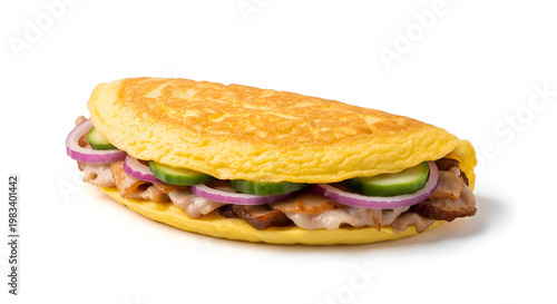 Delicious sandwich with fresh vegetables inside.