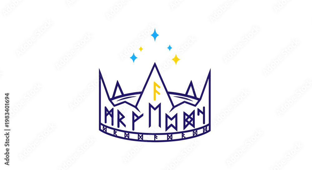 Obraz premium A blue crown with yellow star.