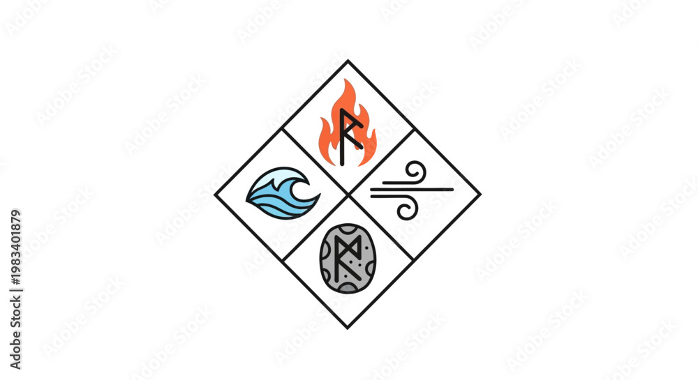 Obraz premium A symbolic logo with four elements.