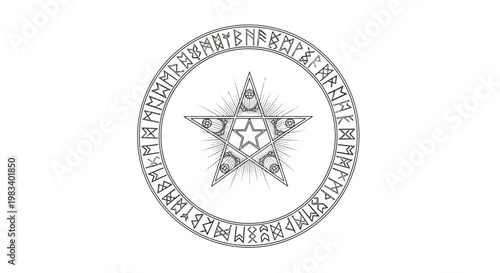 A mystical star symbol with runes.