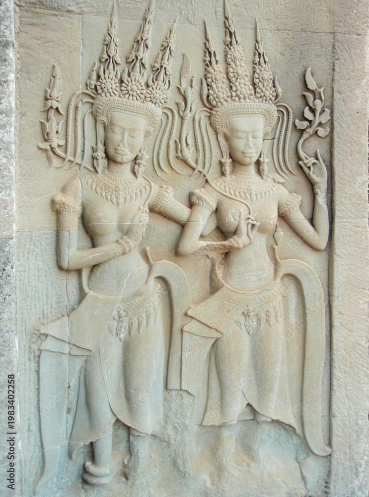 custom made wallpaper toronto digitalSiem Reap, Cambodia - February 20, 2017: Dancing apsaras at the ancient temple of Angkor Wat