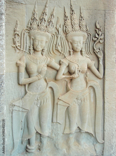 Wallpaper Mural Siem Reap, Cambodia - February 20, 2017: Dancing apsaras at the ancient temple of Angkor Wat Torontodigital.ca