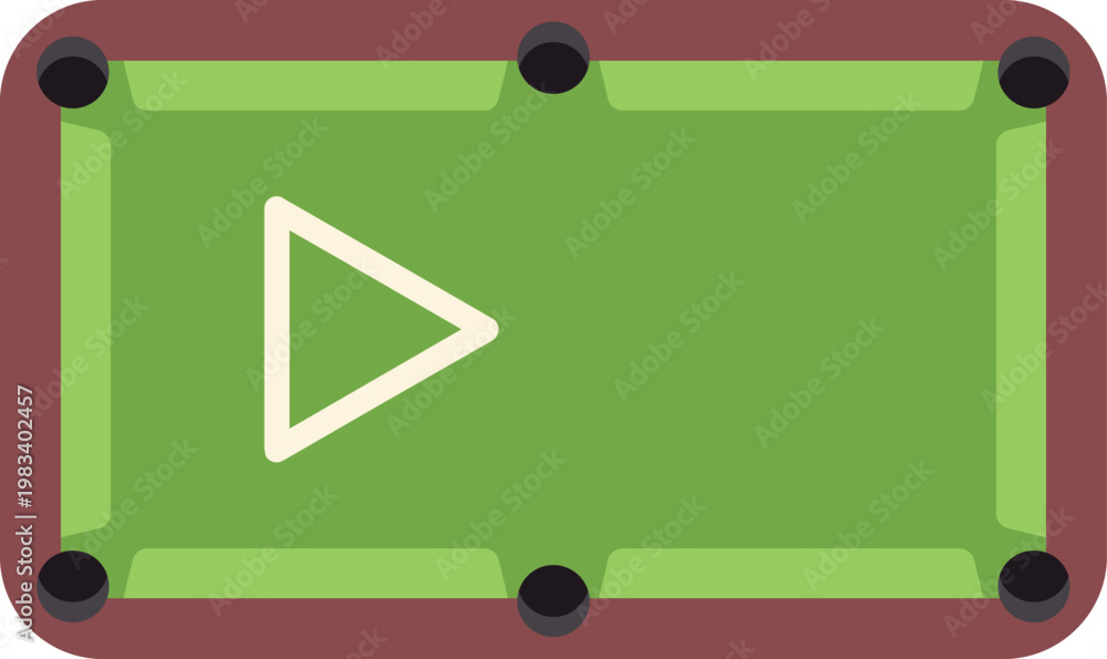 Fototapeta premium Conceptual illustration of a green billiards table featuring a triangular play symbol design