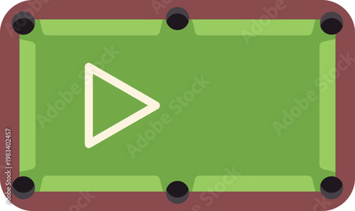Conceptual illustration of a green billiards table featuring a triangular play symbol design