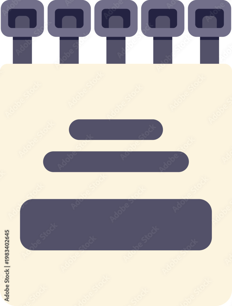Fototapeta premium Simple flat style spiral bound notebook icon representing notes or writing concept
