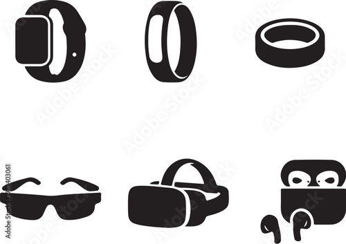 ai wearable devices silhouette smartwatch fitness band smart ring ar glasses vr headset earbuds bundle