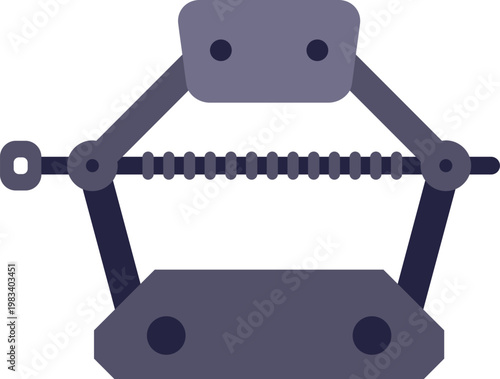 Flat design illustration of a mechanical metal vise clamp used for gripping materials securely